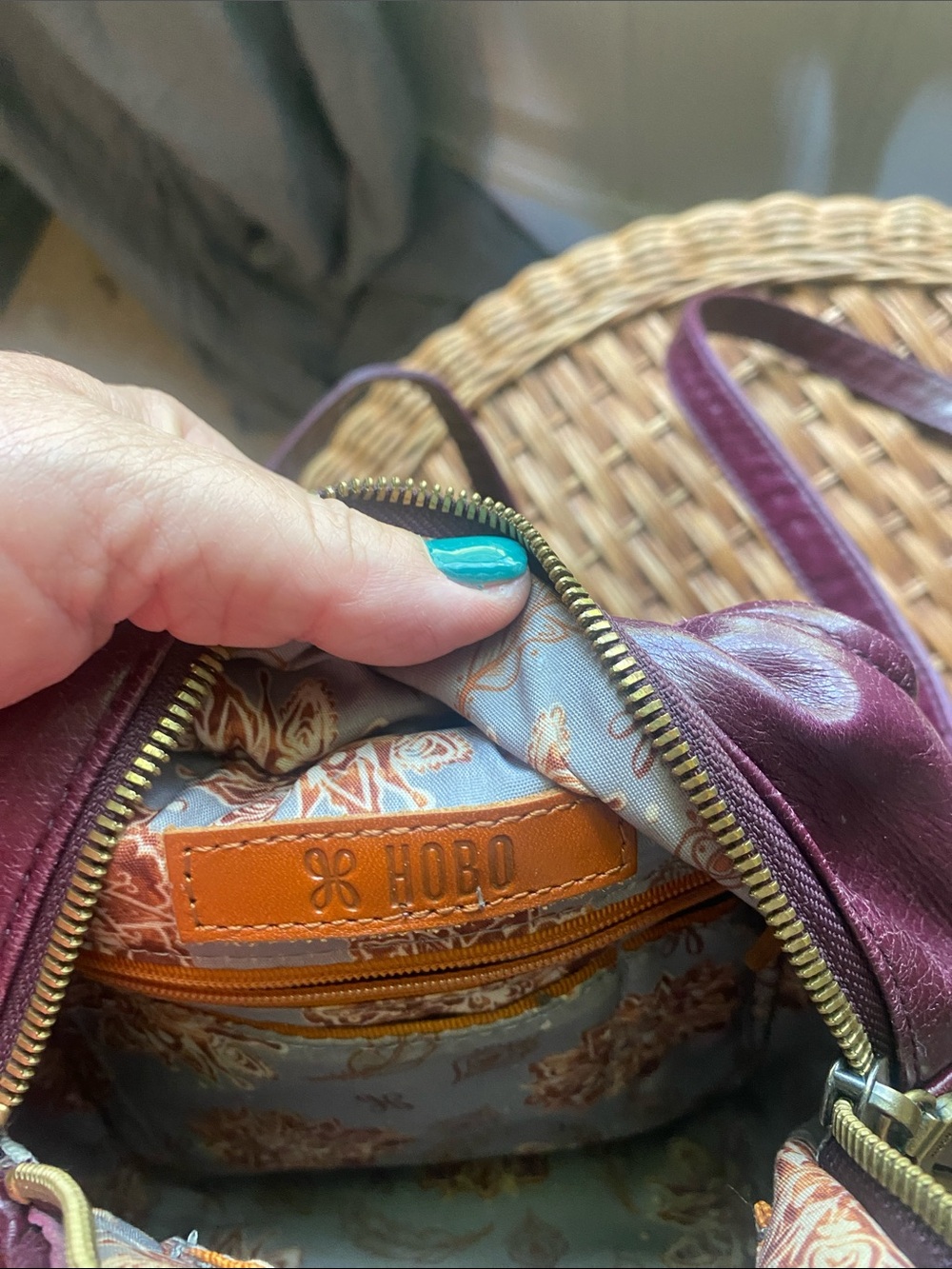 HOBO Plum Leather Crossbody Bag with Gold Hardware - Picture 7 of 7